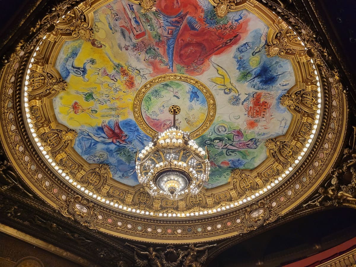 Visite de l'Opéra Garnier à Paris : plafond de Chagall